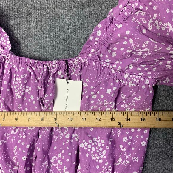 NEW Faithfull The Brand Des Amis Crop Top Floral SIZE 10 Purple - Picture 4 of 9